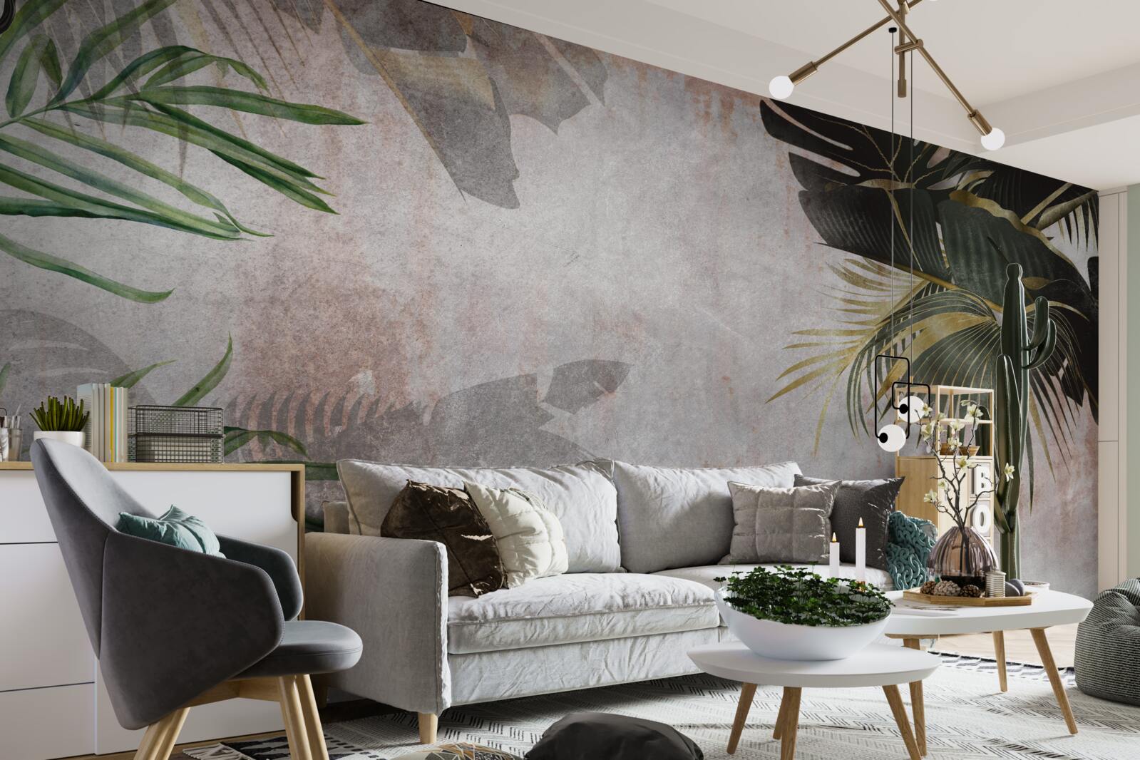 Fototapeta zahmlená pokrývka džungle lemovaná listami