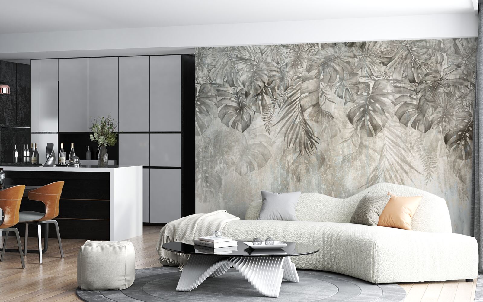 Fototapeta listy padajúce cez džungľovú hmlu