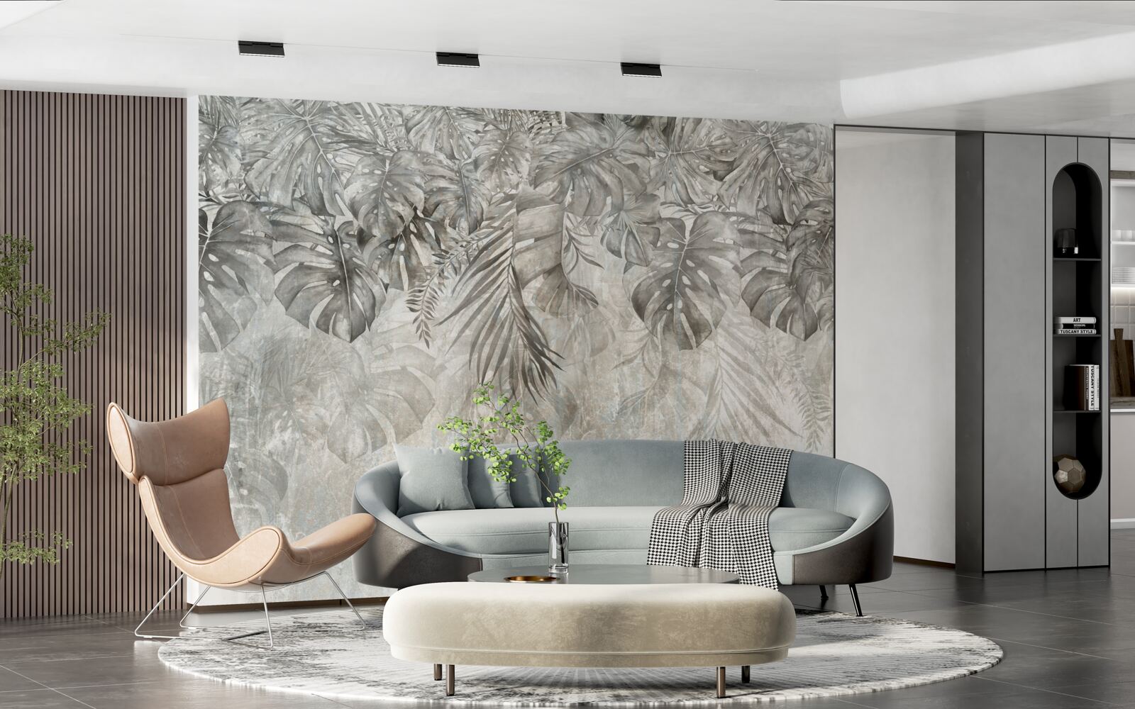 Fototapeta listy padajúce cez džungľovú hmlu