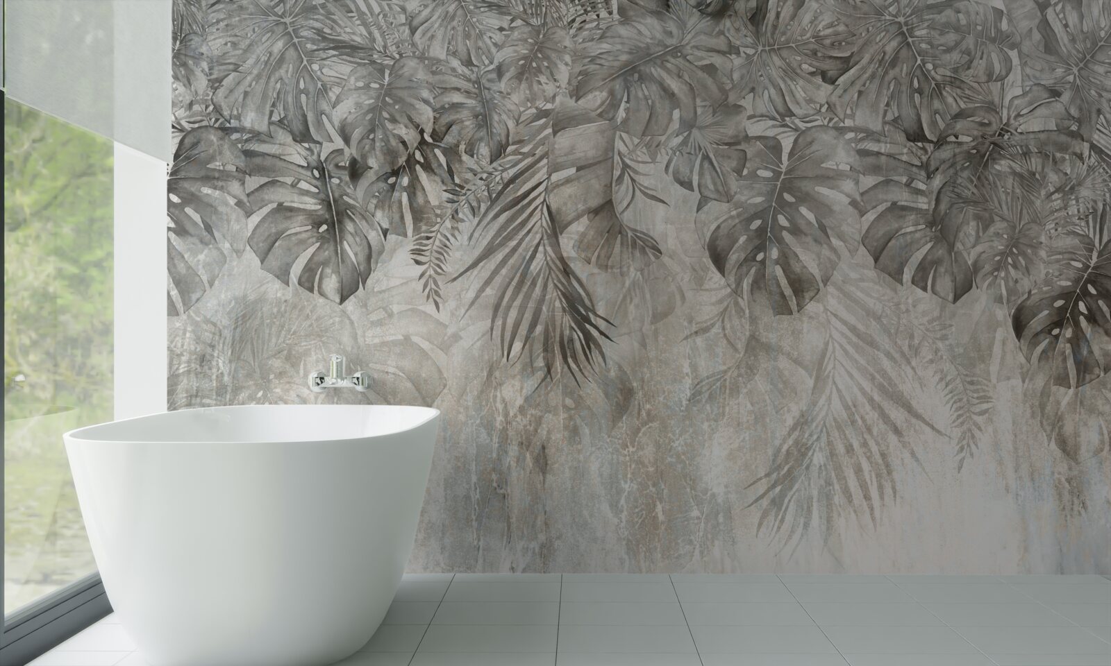 Fototapeta listy padajúce cez džungľovú hmlu