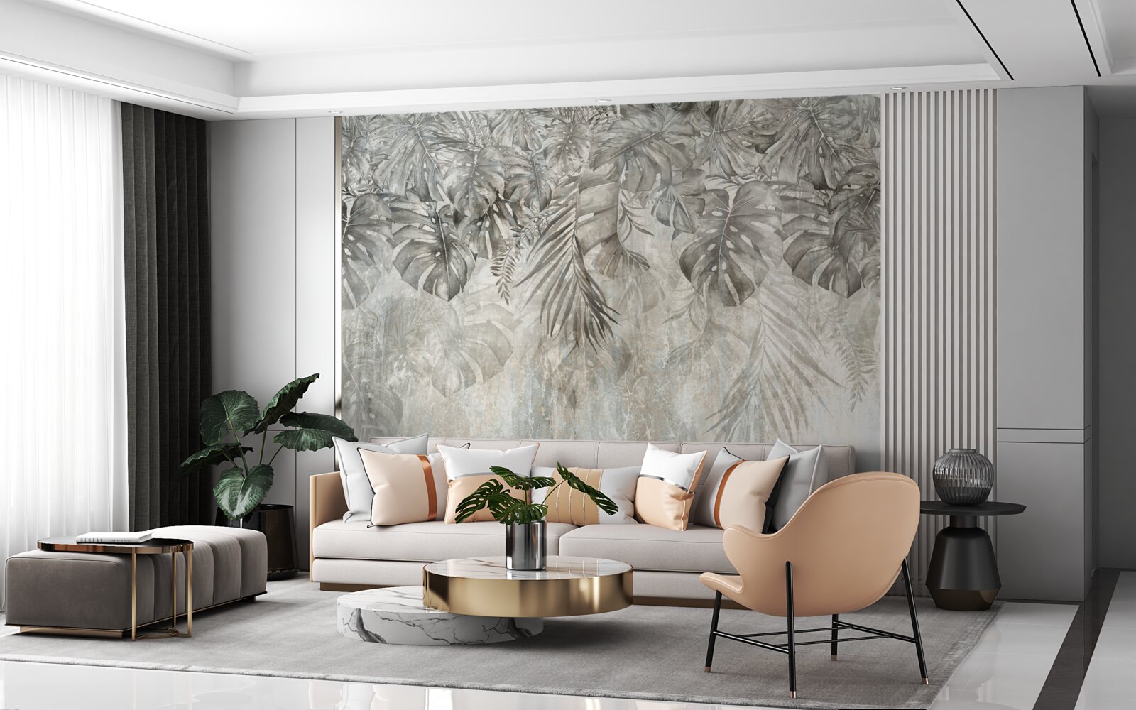 Fototapeta listy padajúce cez džungľovú hmlu