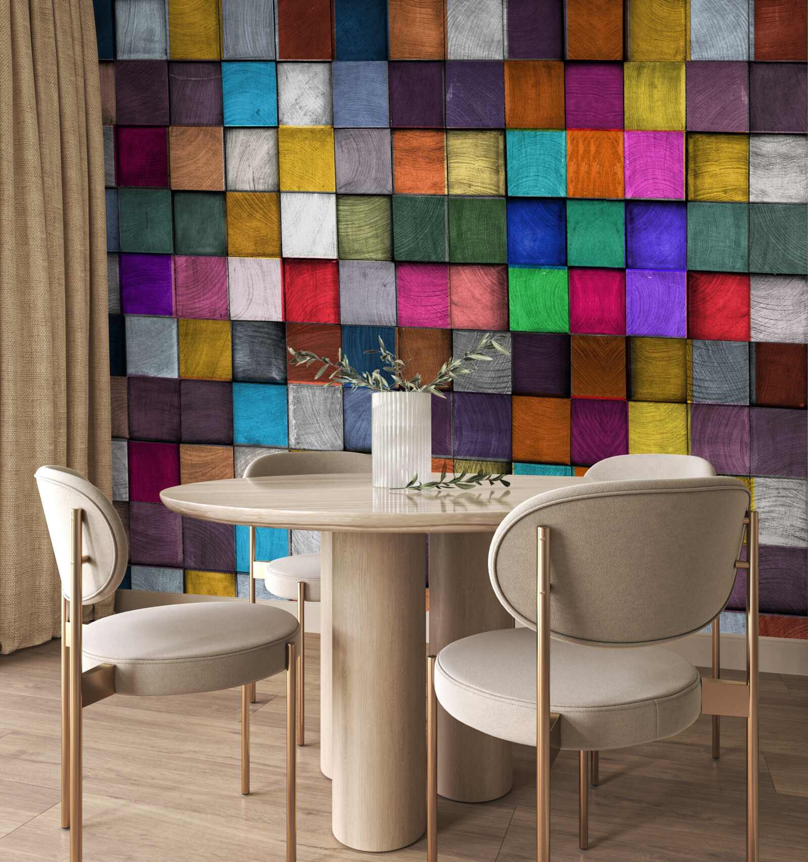 Fototapeta nasýtené viacfarebné štvorce