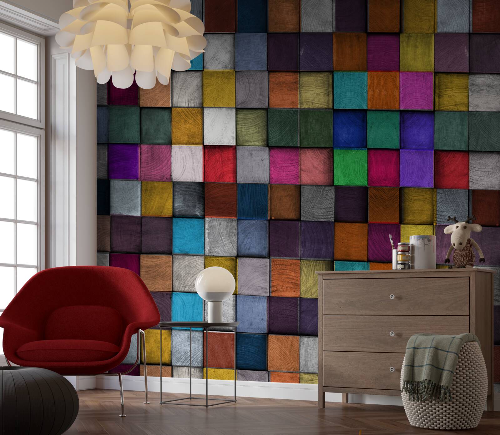 Fototapeta nasýtené viacfarebné štvorce