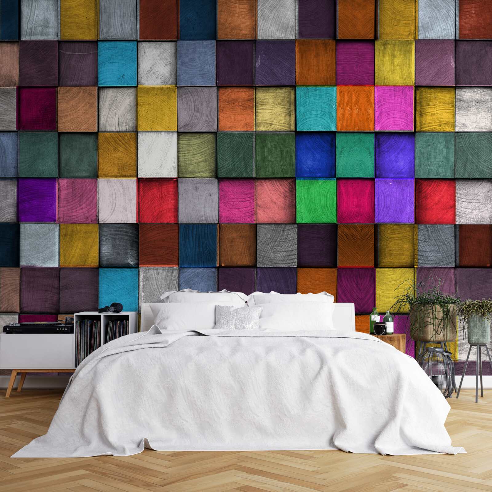 Fototapeta nasýtené viacfarebné štvorce