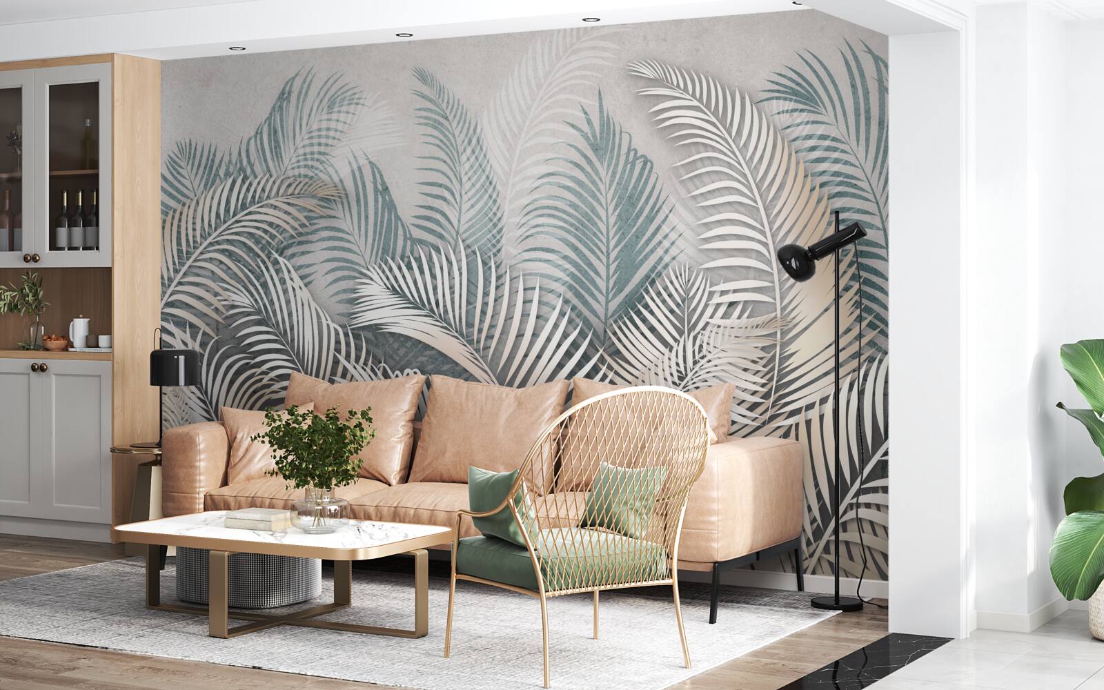 Fototapeta listy paprade v odtieňoch hnedej a zelenej