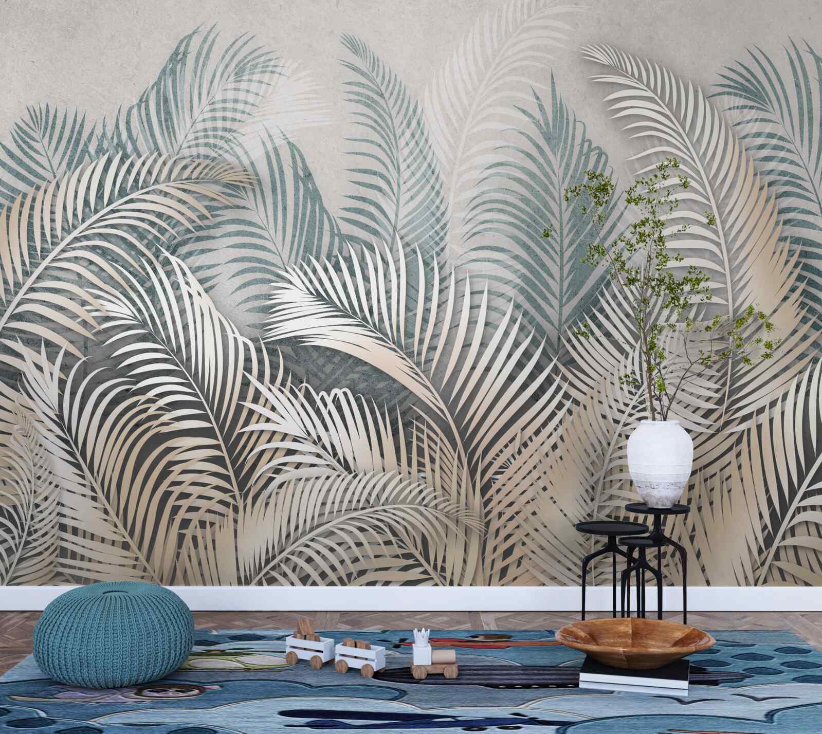 Fototapeta listy paprade v odtieňoch hnedej a zelenej