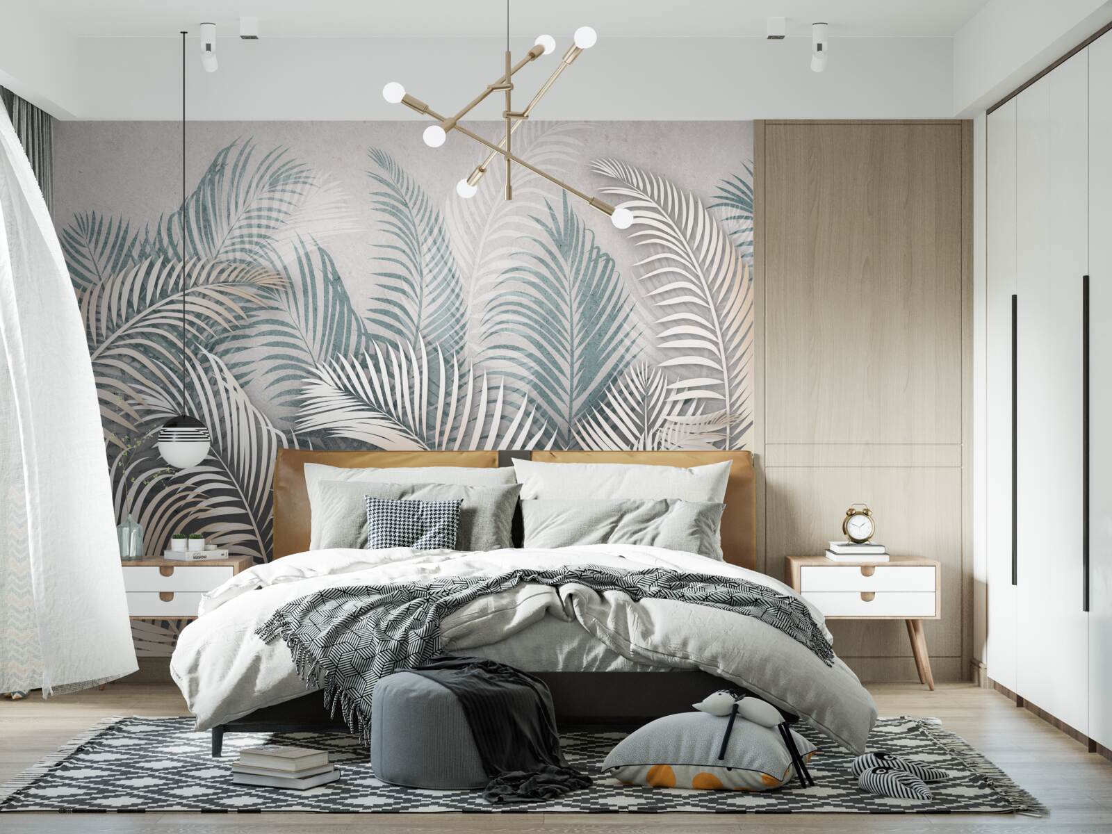 Fototapeta listy paprade v odtieňoch hnedej a zelenej