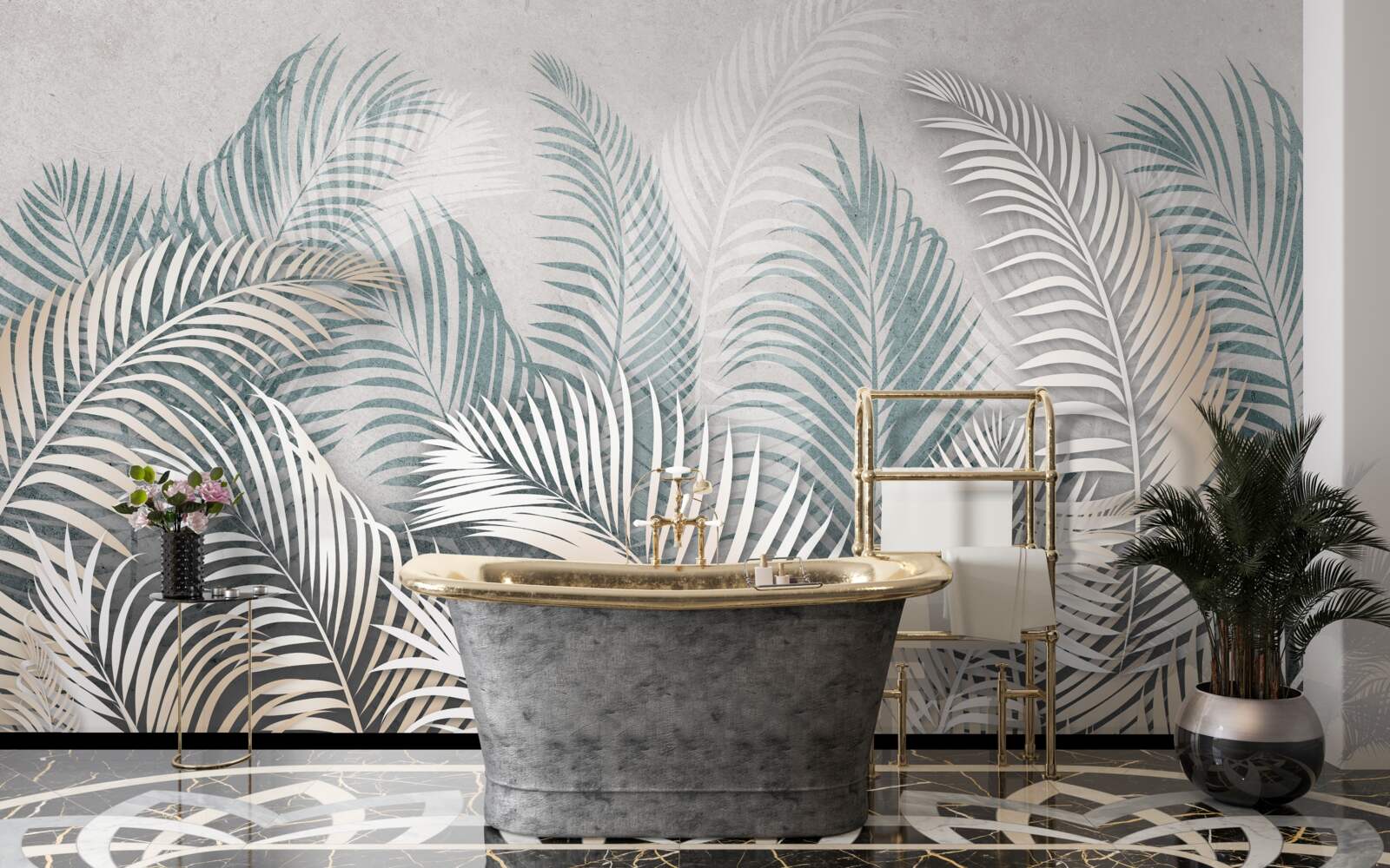 Fototapeta listy paprade v odtieňoch hnedej a zelenej