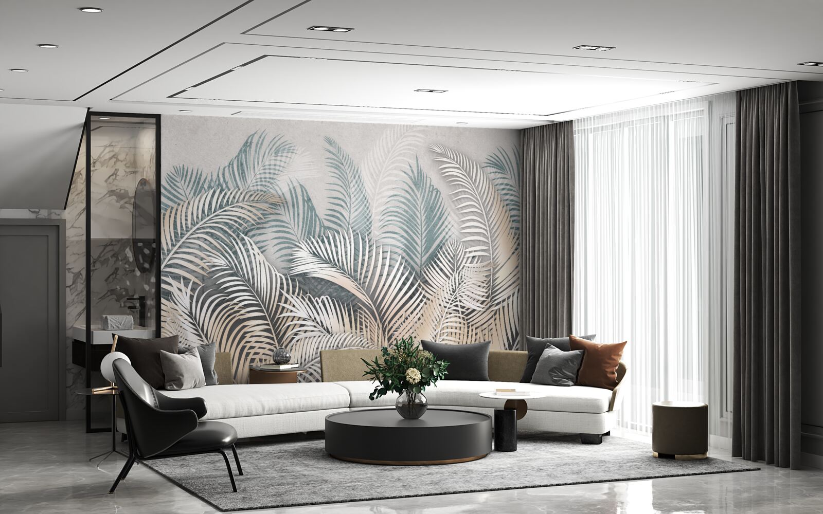 Fototapeta listy paprade v odtieňoch hnedej a zelenej