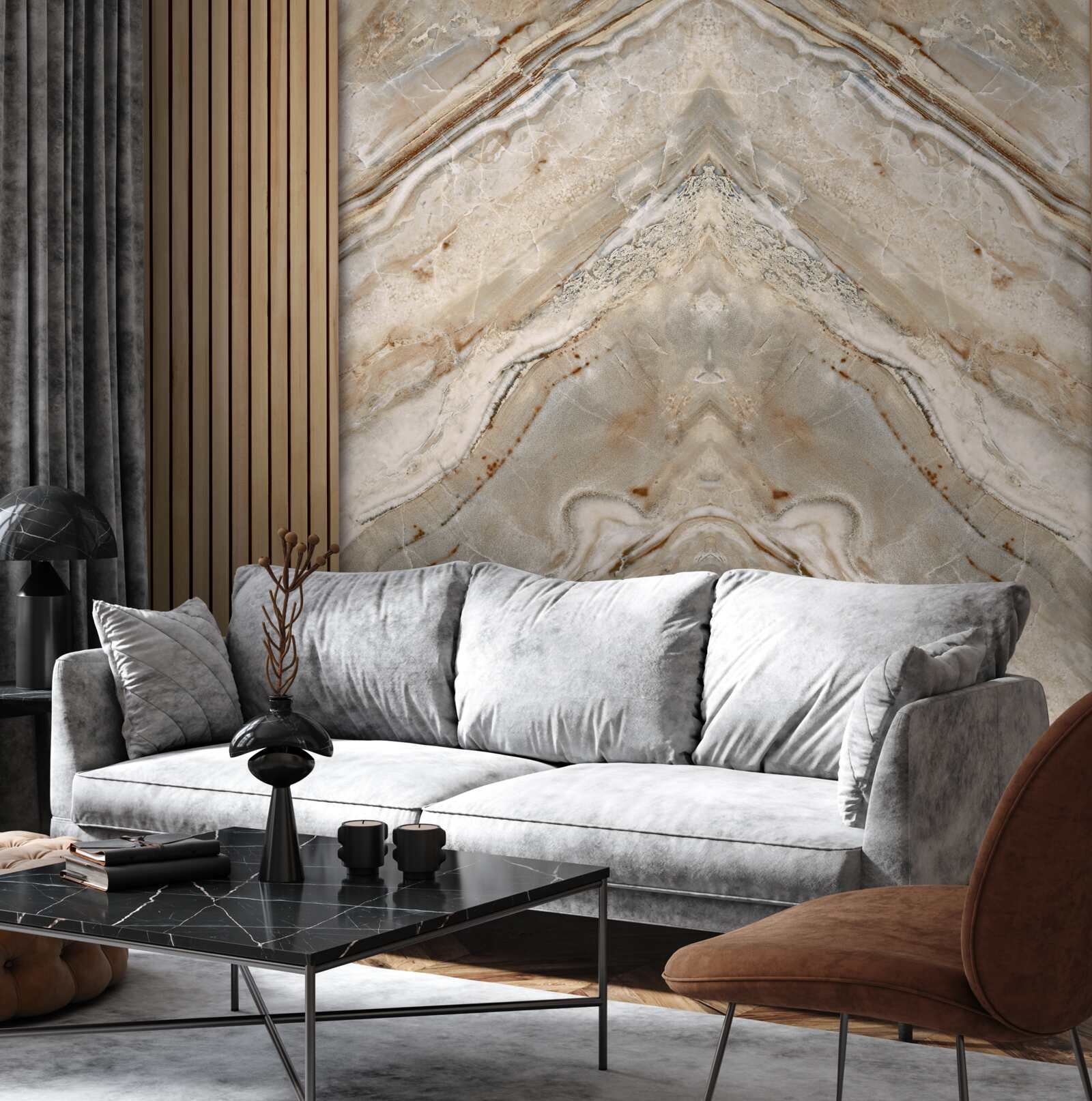 Fototapeta vertikálne drevo so svetlým mramorom