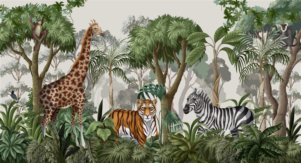 Fototapeta Africké zvieratá v lesnom prostredí