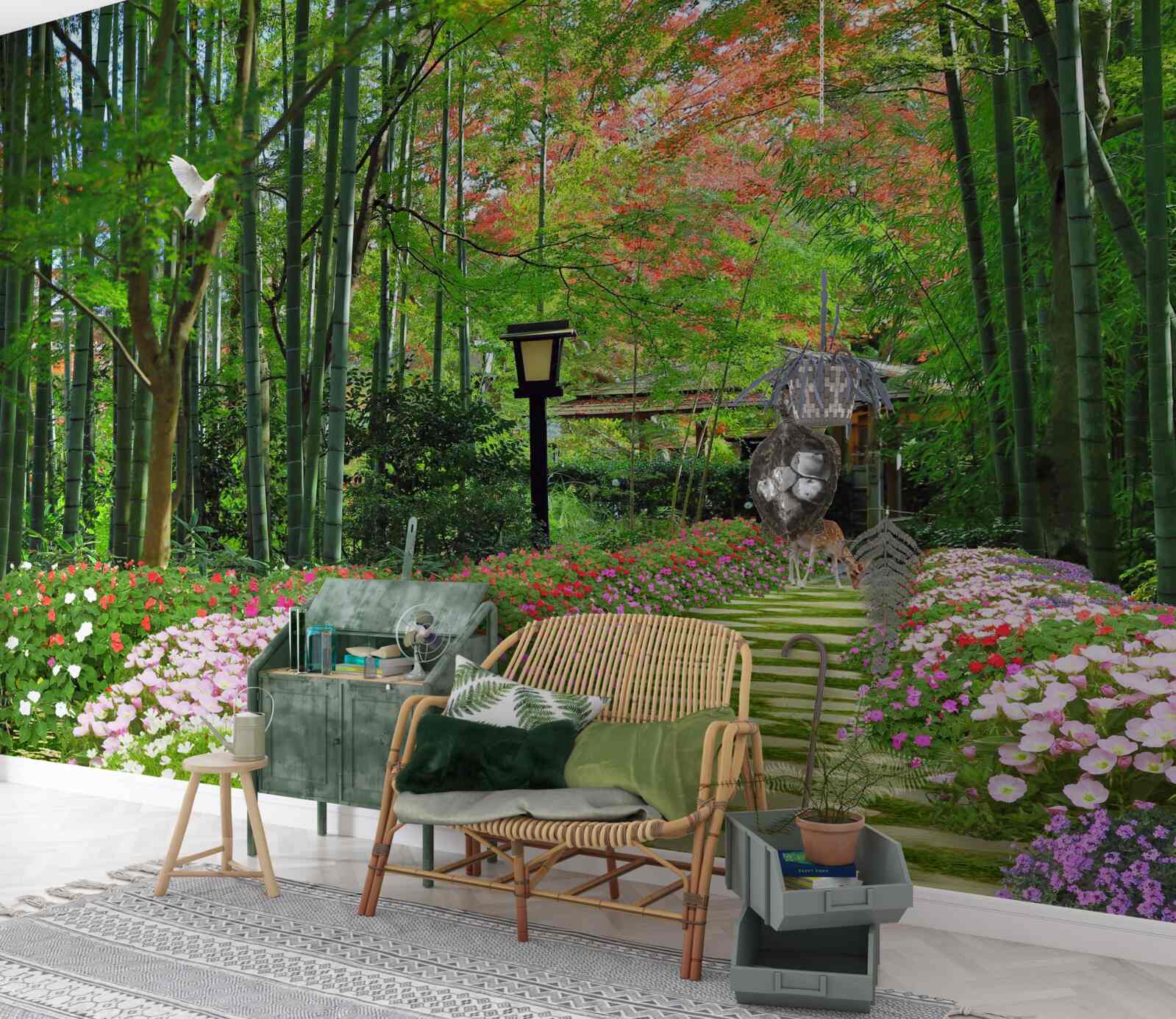 Fototapeta fotografia lesa so zeleňou a cestou