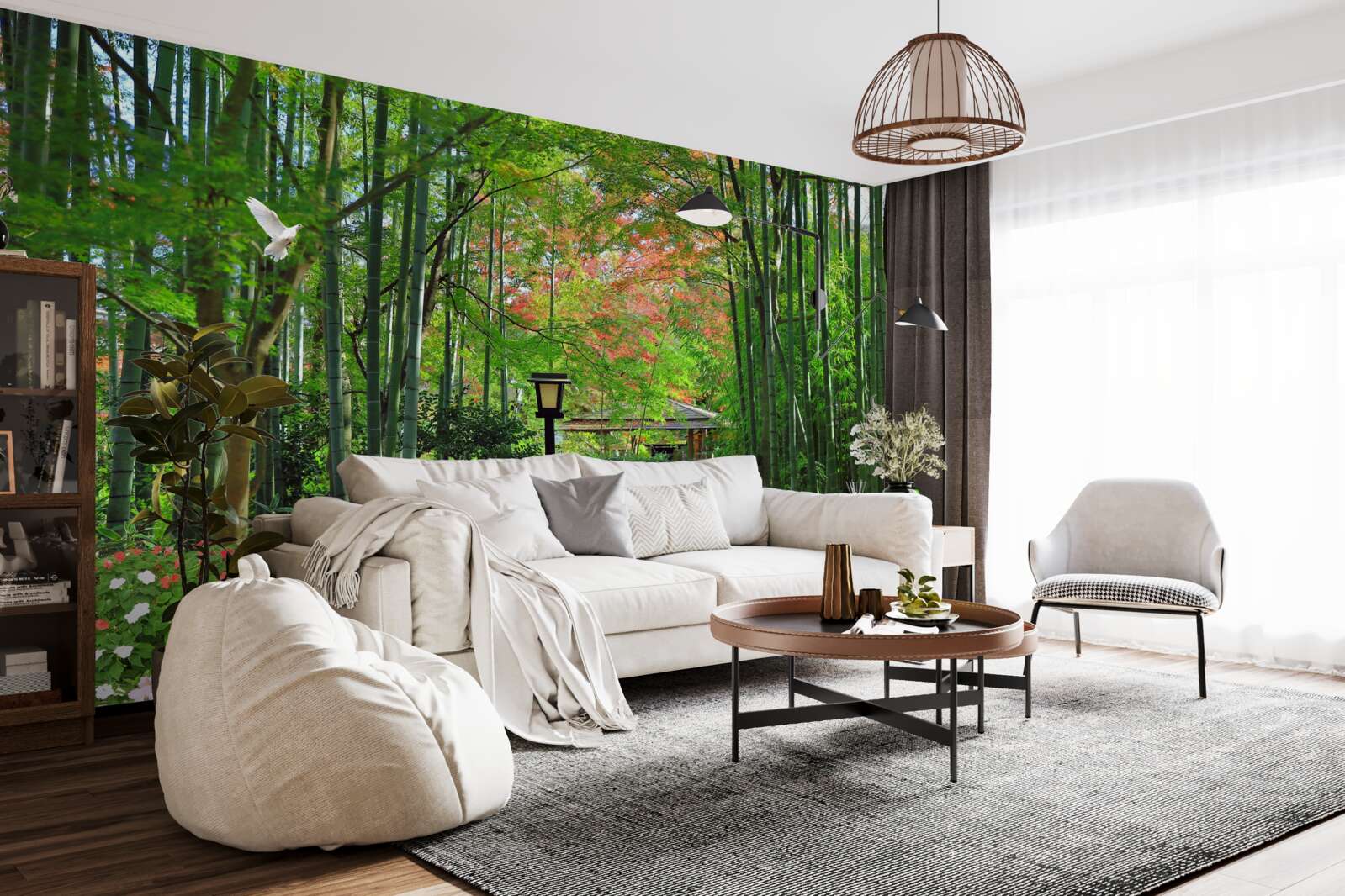 Fototapeta fotografia lesa so zeleňou a cestou