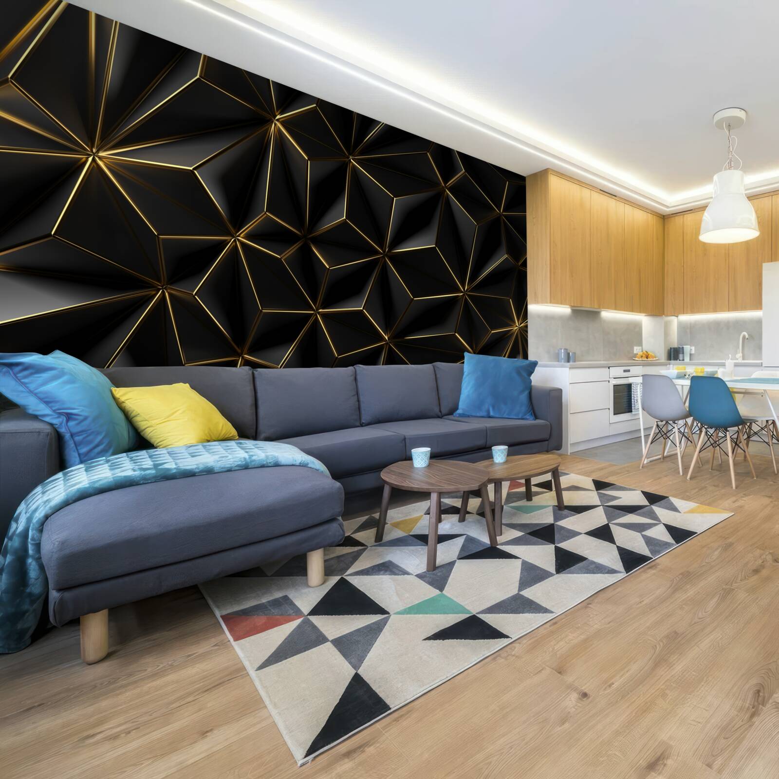 Fototapeta čierne figúrky z objemného zlata