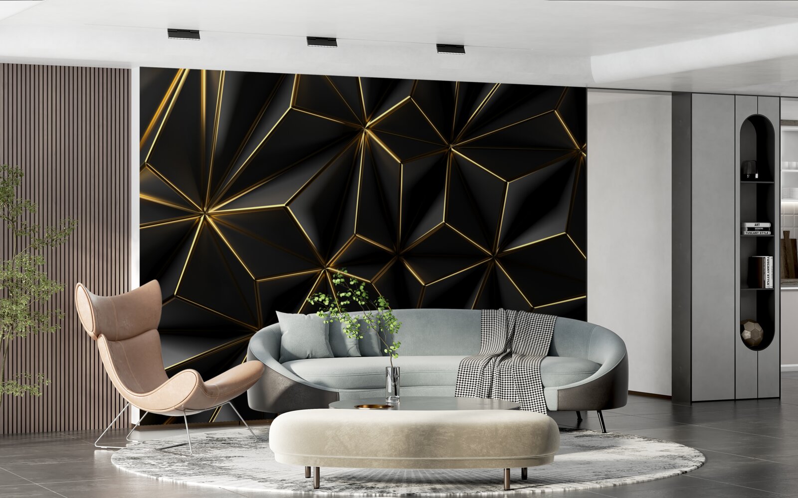 Fototapeta čierne figúrky z objemného zlata