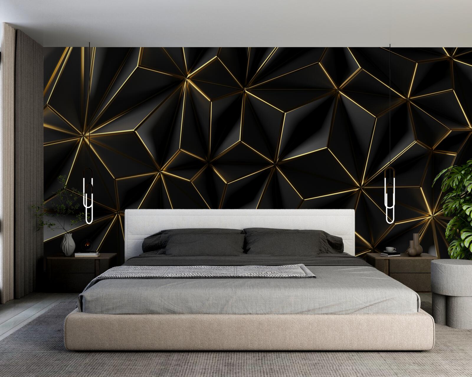 Fototapeta čierne figúrky z objemného zlata