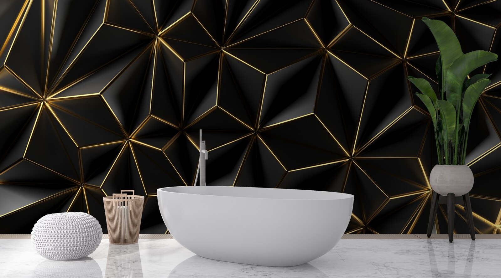 Fototapeta čierne figúrky z objemného zlata