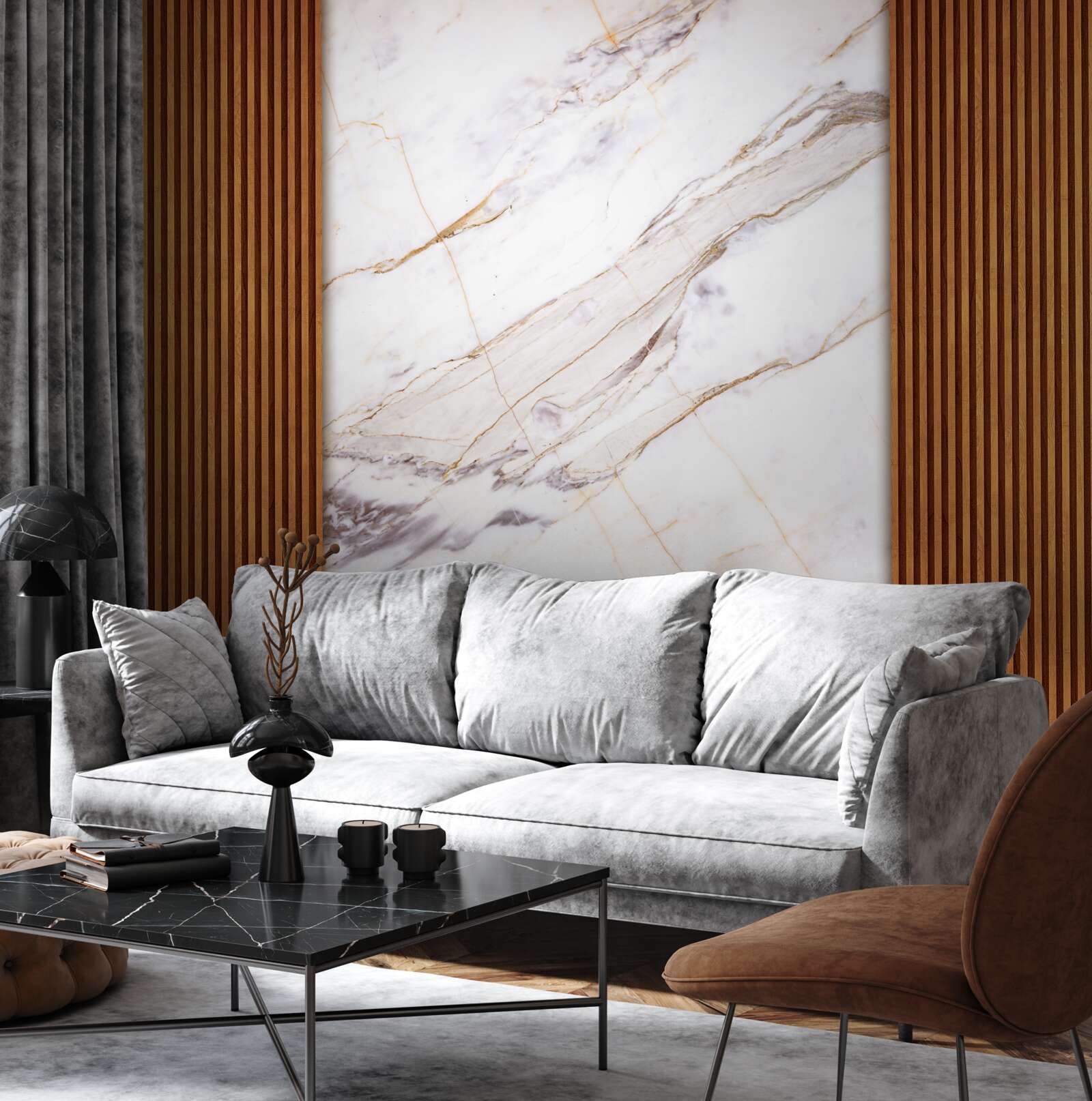 Fototapeta drevo zdobené bielym mramorom