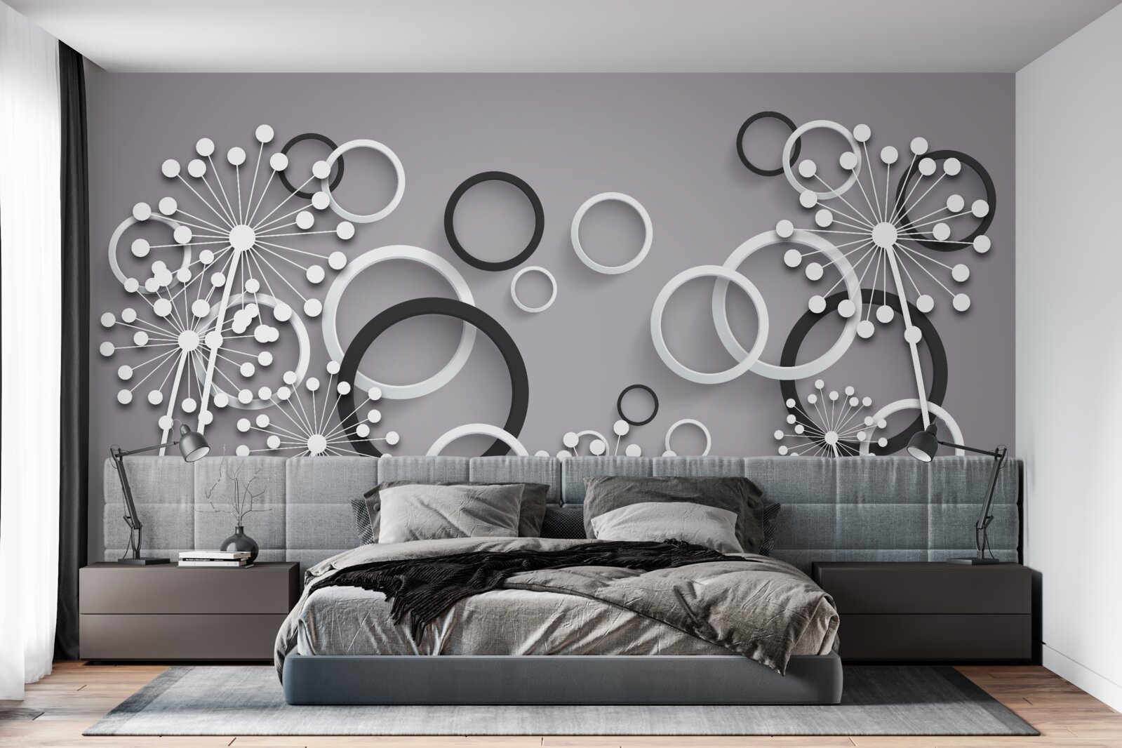 Fototapeta sivé kruhy a púpavy