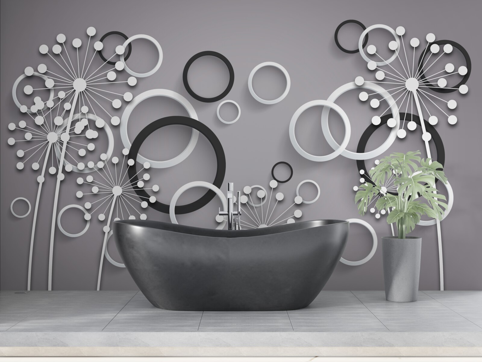 Fototapeta sivé kruhy a púpavy