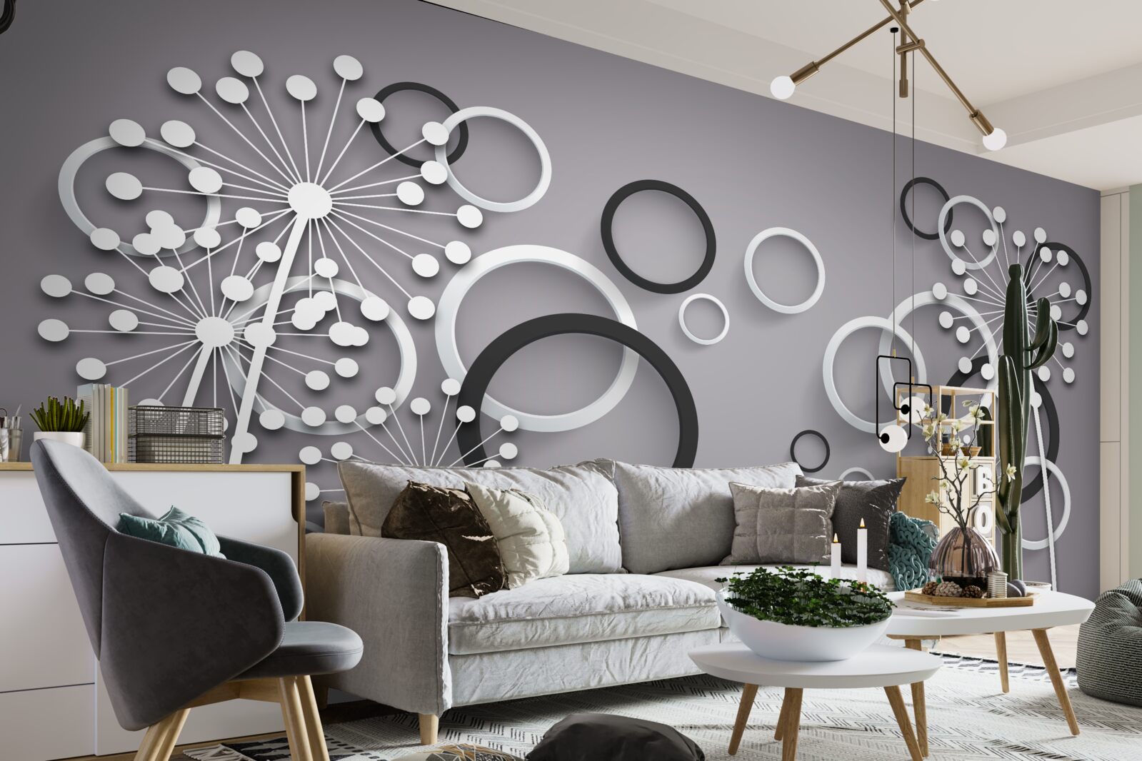 Fototapeta sivé kruhy a púpavy