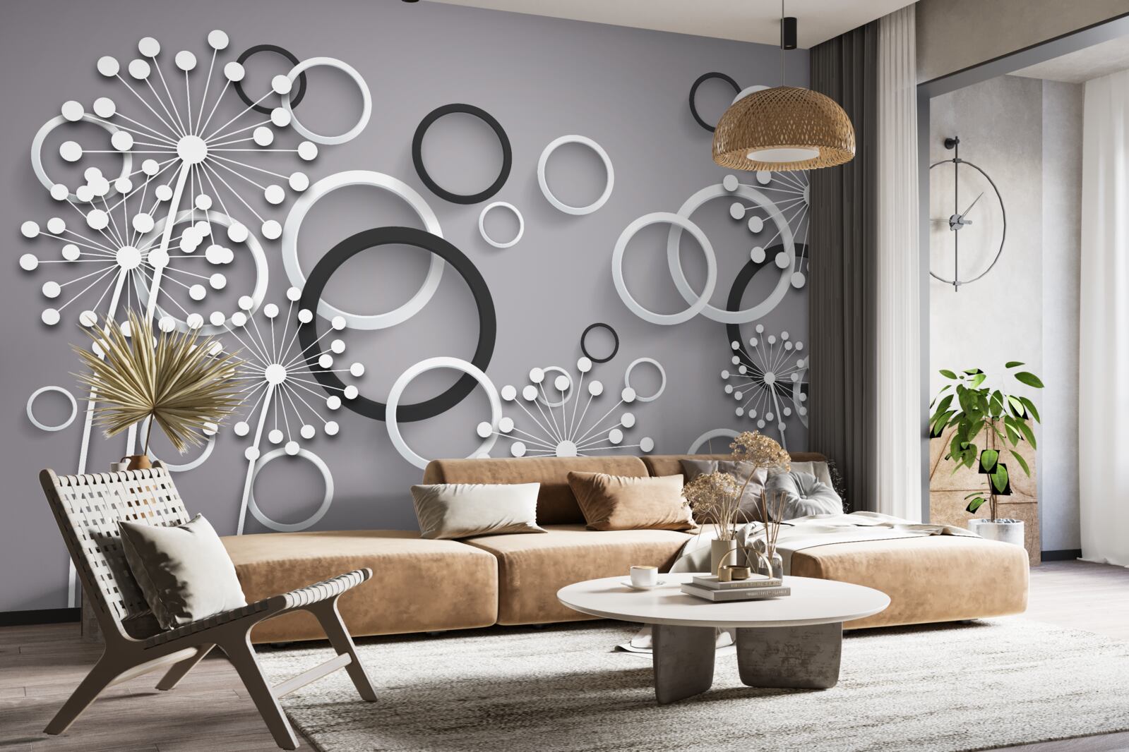 Fototapeta sivé kruhy a púpavy