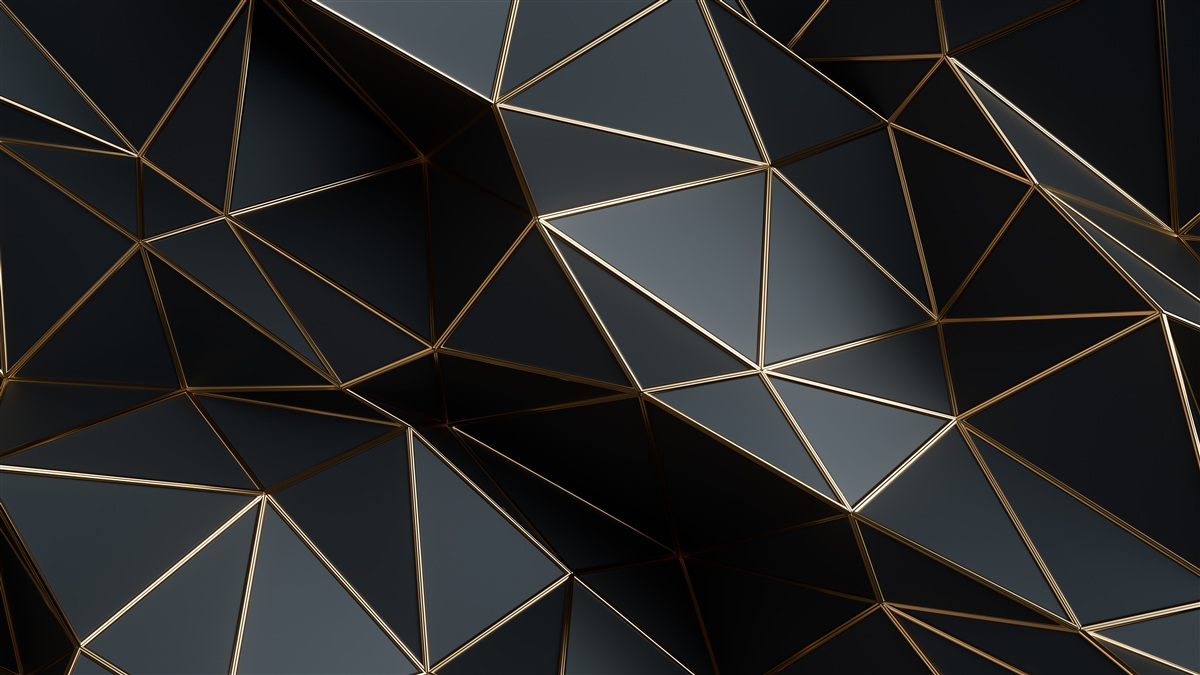 Fototapeta čierne a zlaté 3D objekty