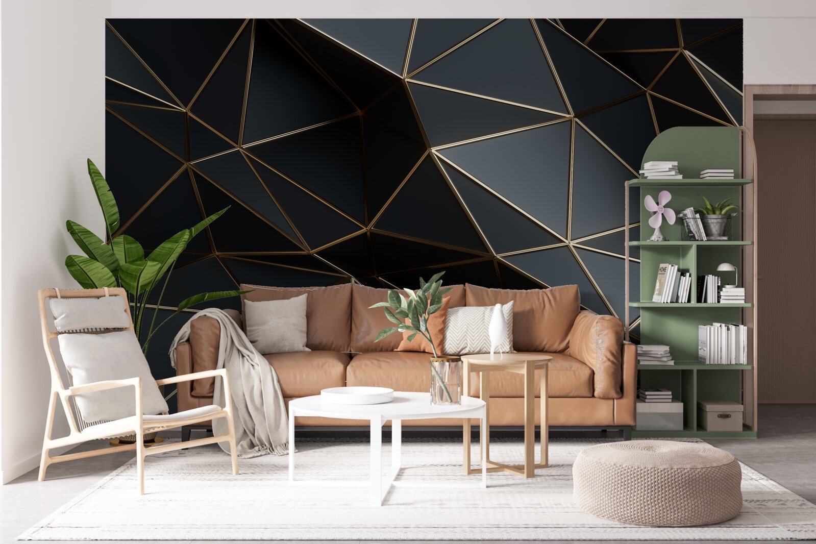 Fototapeta čierne a zlaté 3D objekty