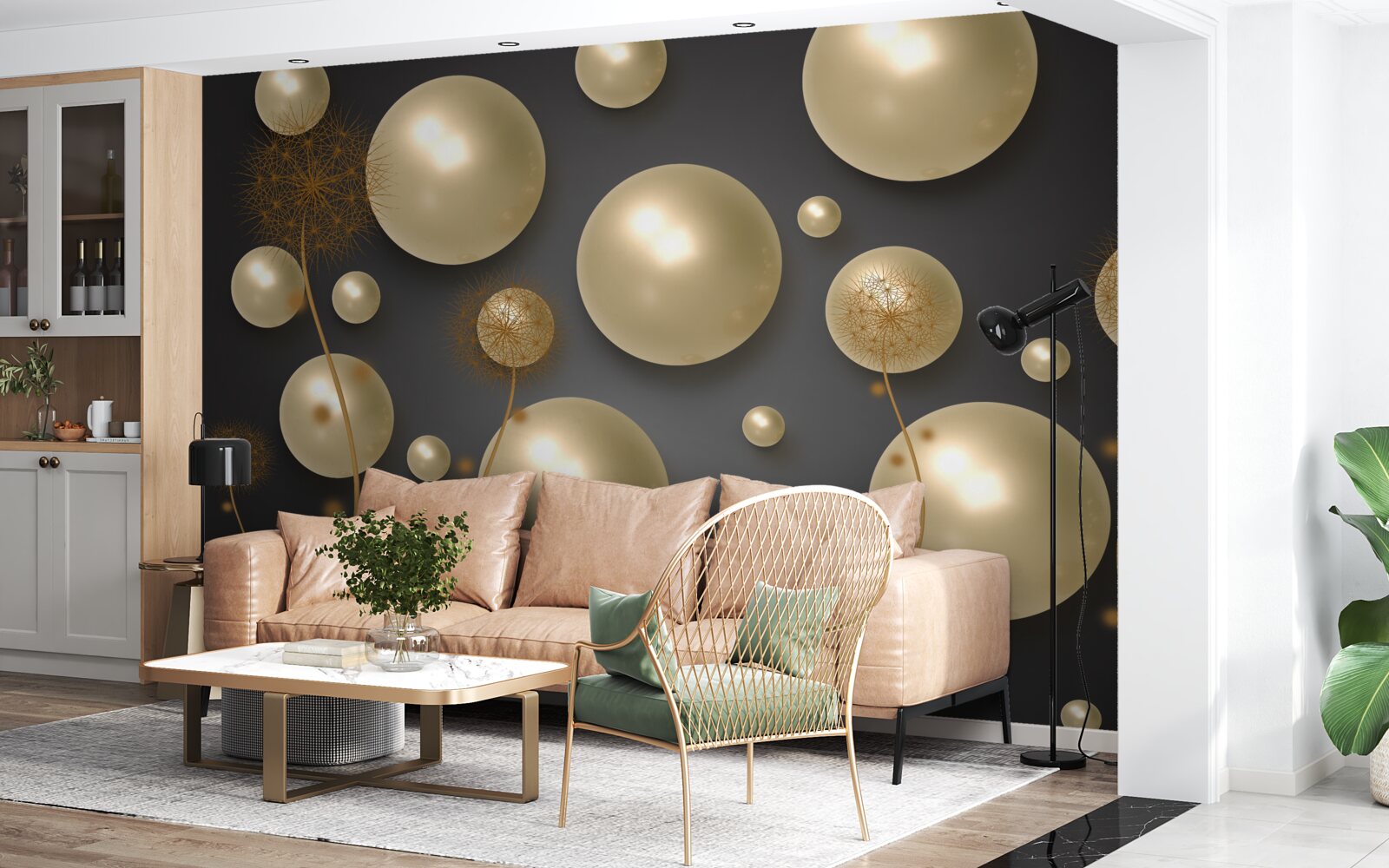 Fototapeta trojrozmerná abstrakcia v podobe púpav