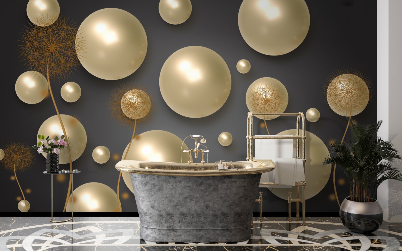 Fototapeta trojrozmerná abstrakcia v podobe púpav