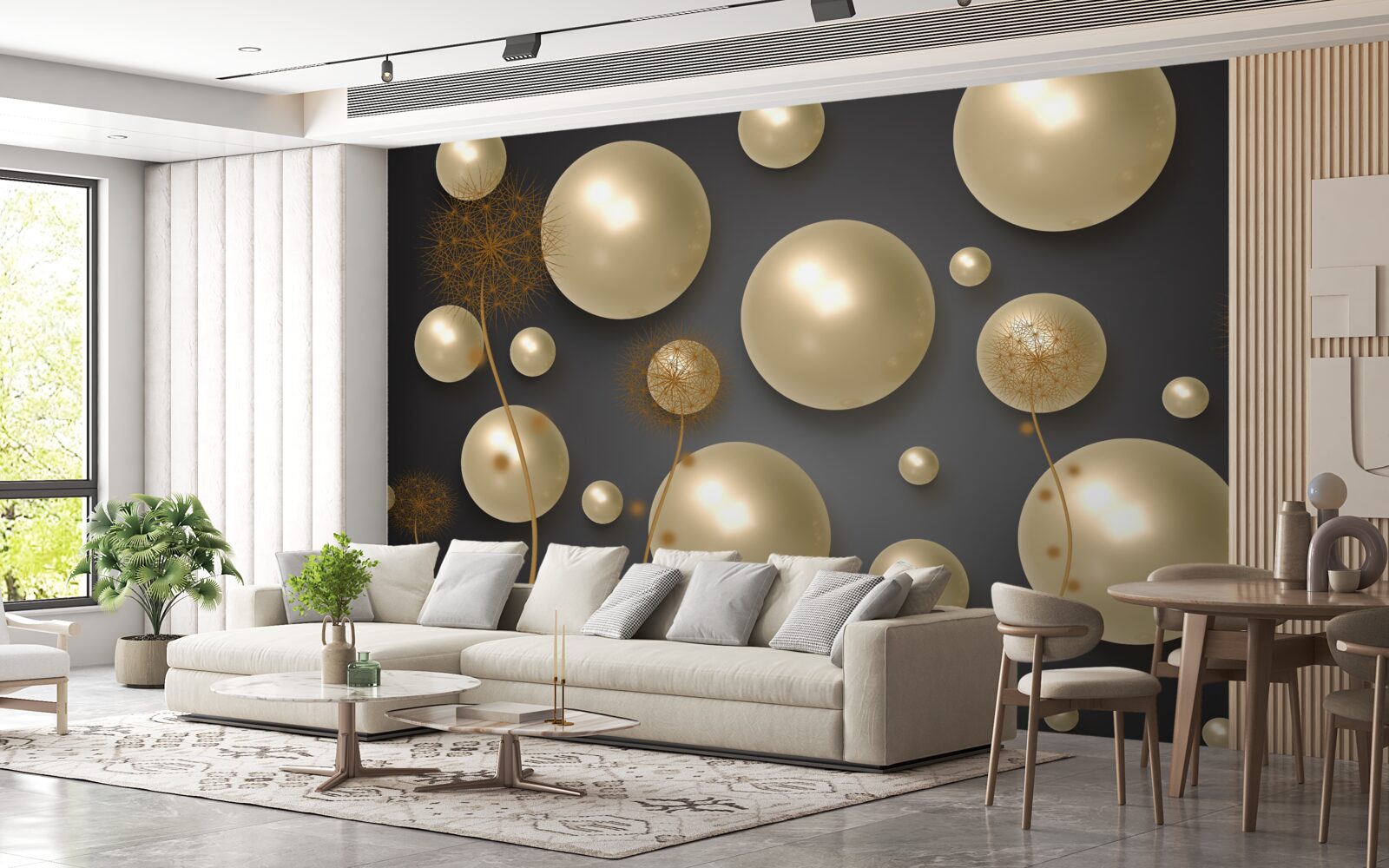 Fototapeta trojrozmerná abstrakcia v podobe púpav