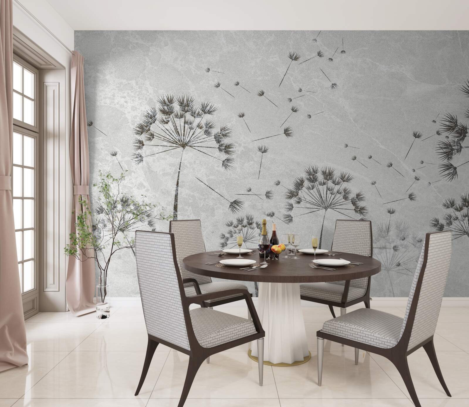 Fototapeta vietor rozhadzuje lupene púpavy