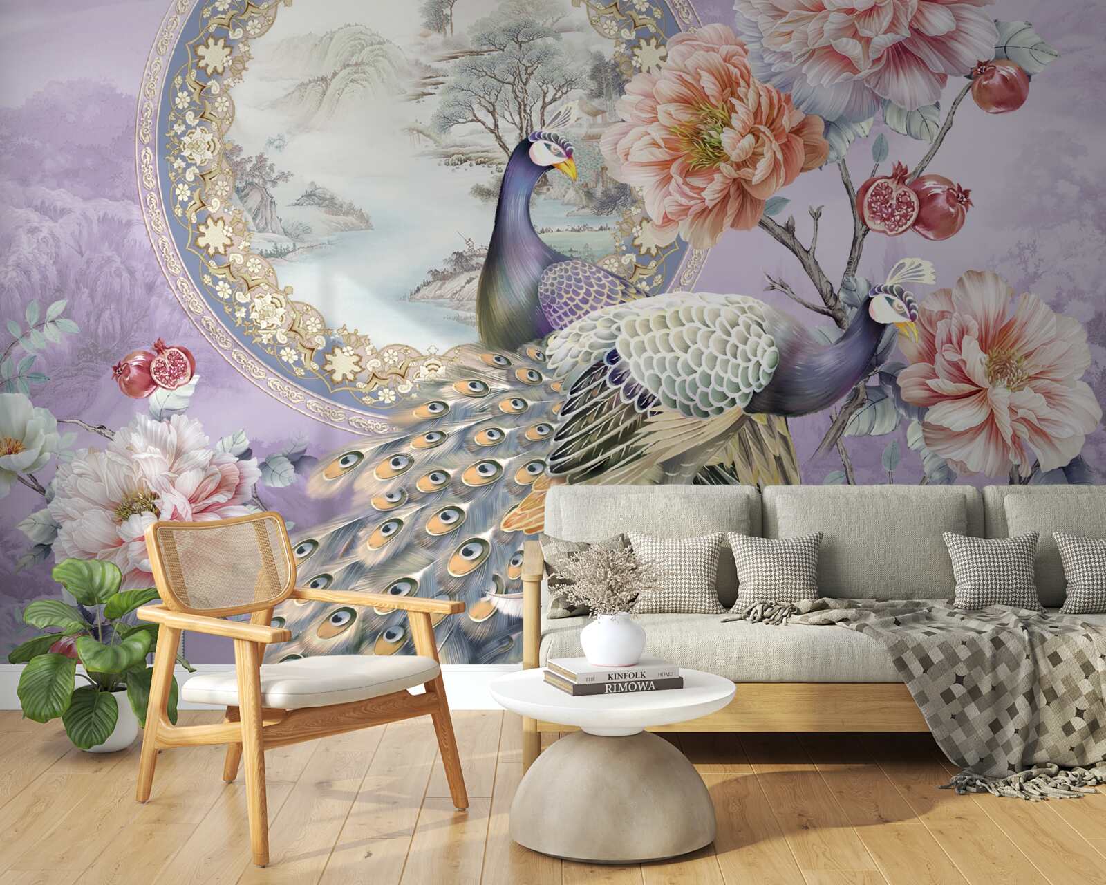 Fototapeta elegantné pávy medzi kvetmi