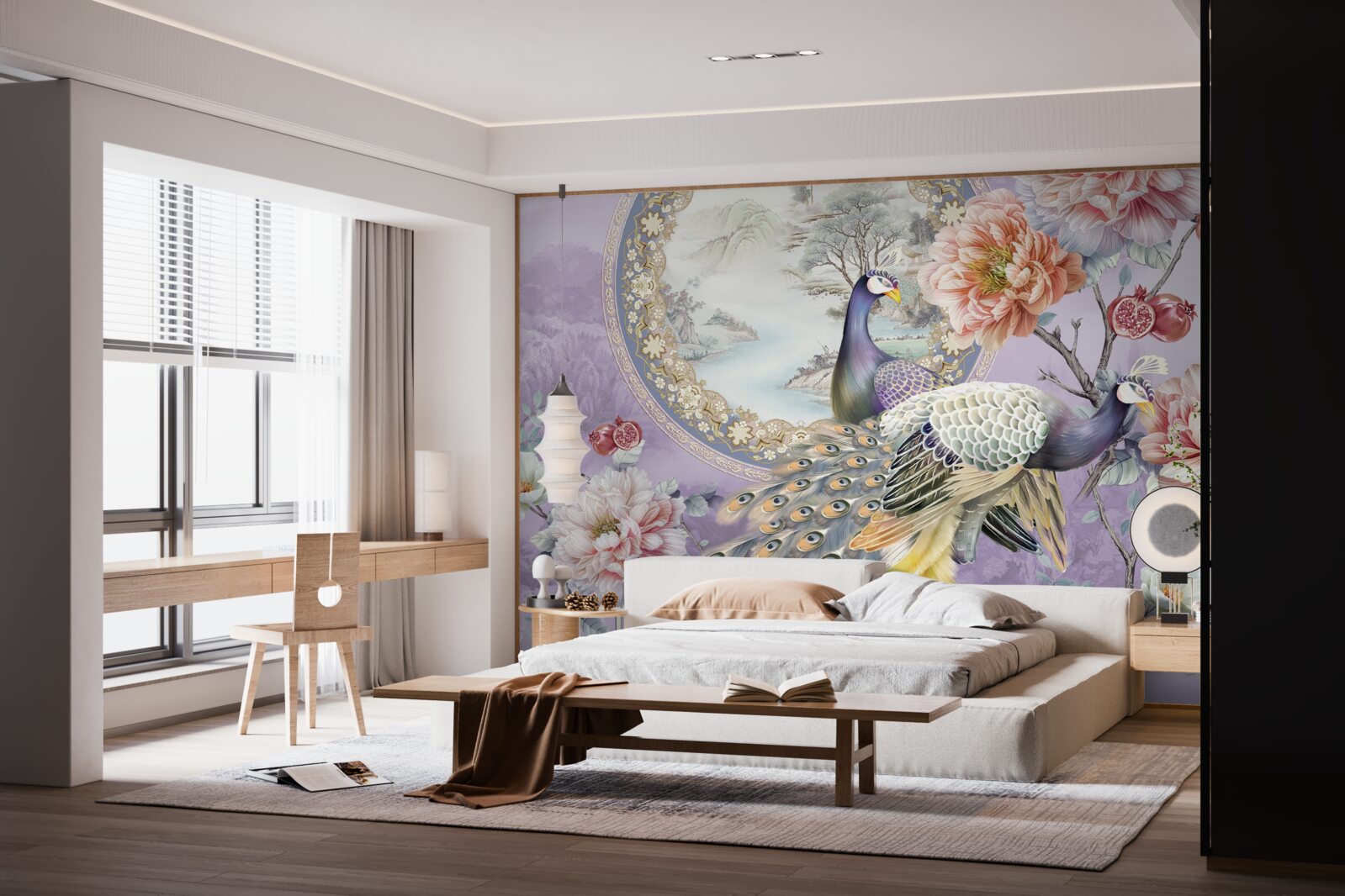 Fototapeta elegantné pávy medzi kvetmi