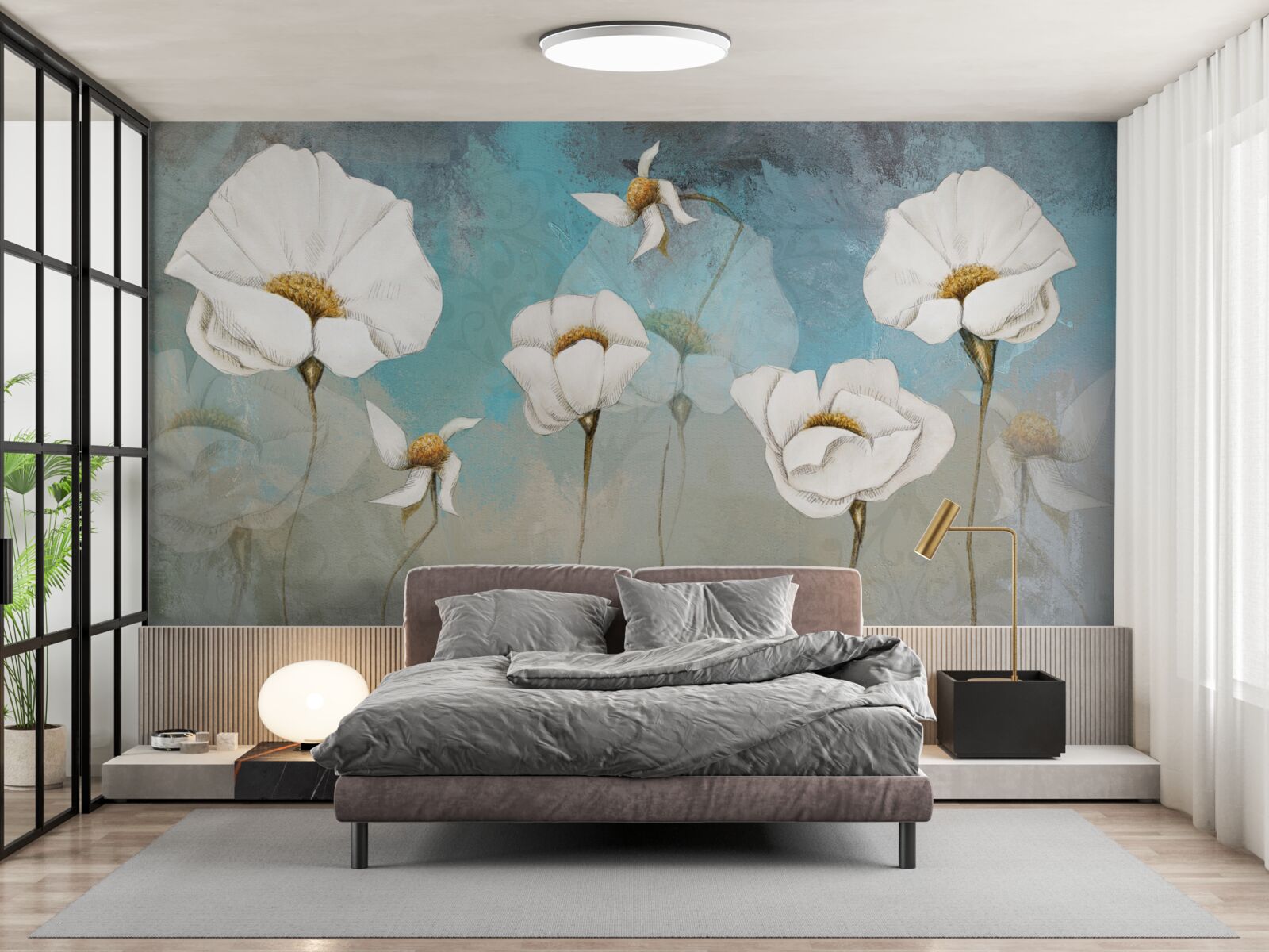 Fototapeta jemné biele kvety maku