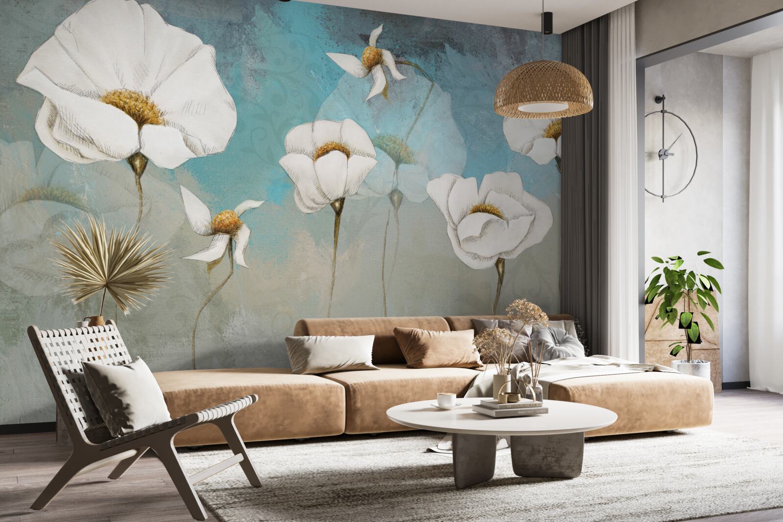 Fototapeta jemné biele kvety maku