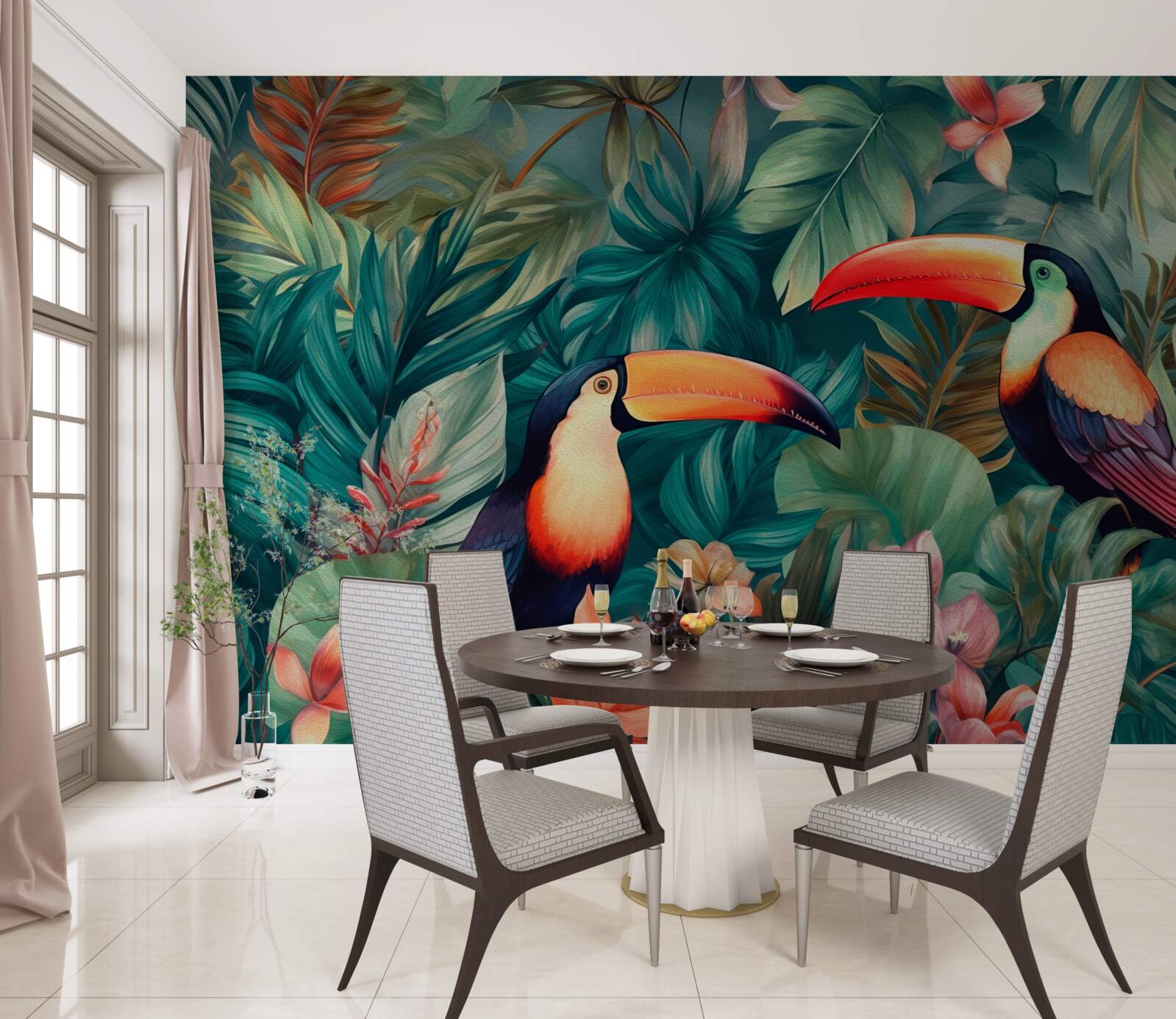 Fototapeta veľké papagáje medzi listami