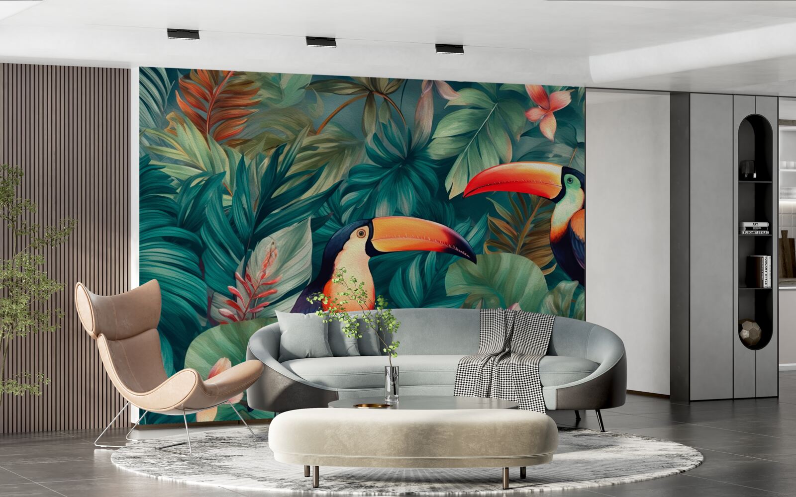 Fototapeta veľké papagáje medzi listami