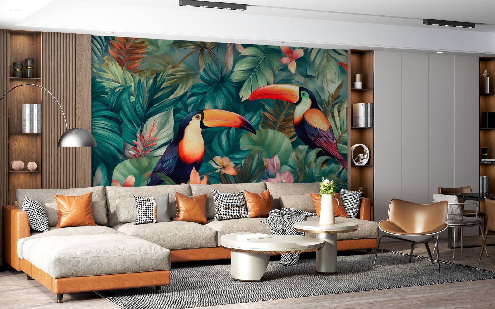 Fototapeta veľké papagáje medzi listami