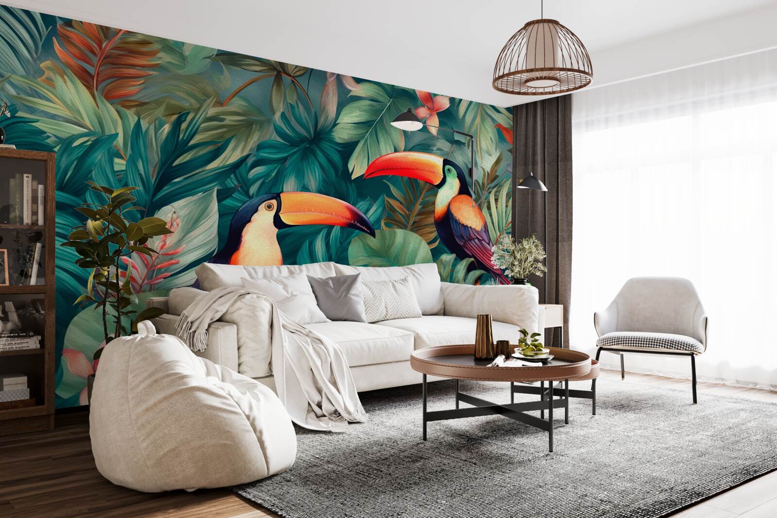 Fototapeta veľké papagáje medzi listami