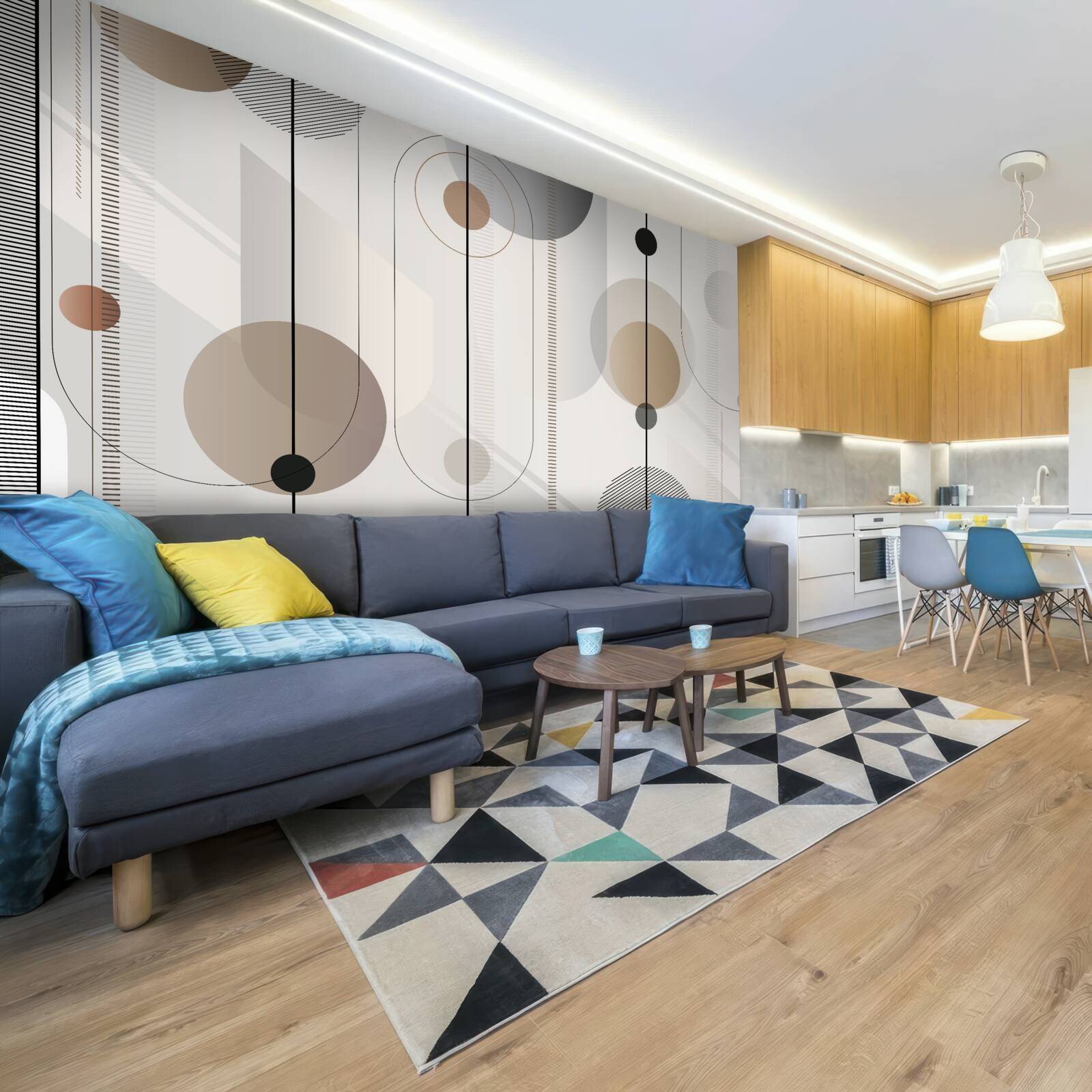 Fototapeta svetlé čiary a abstraktné kruhy