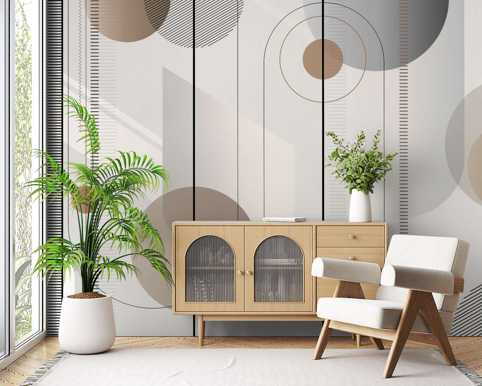 Fototapeta svetlé čiary a abstraktné kruhy