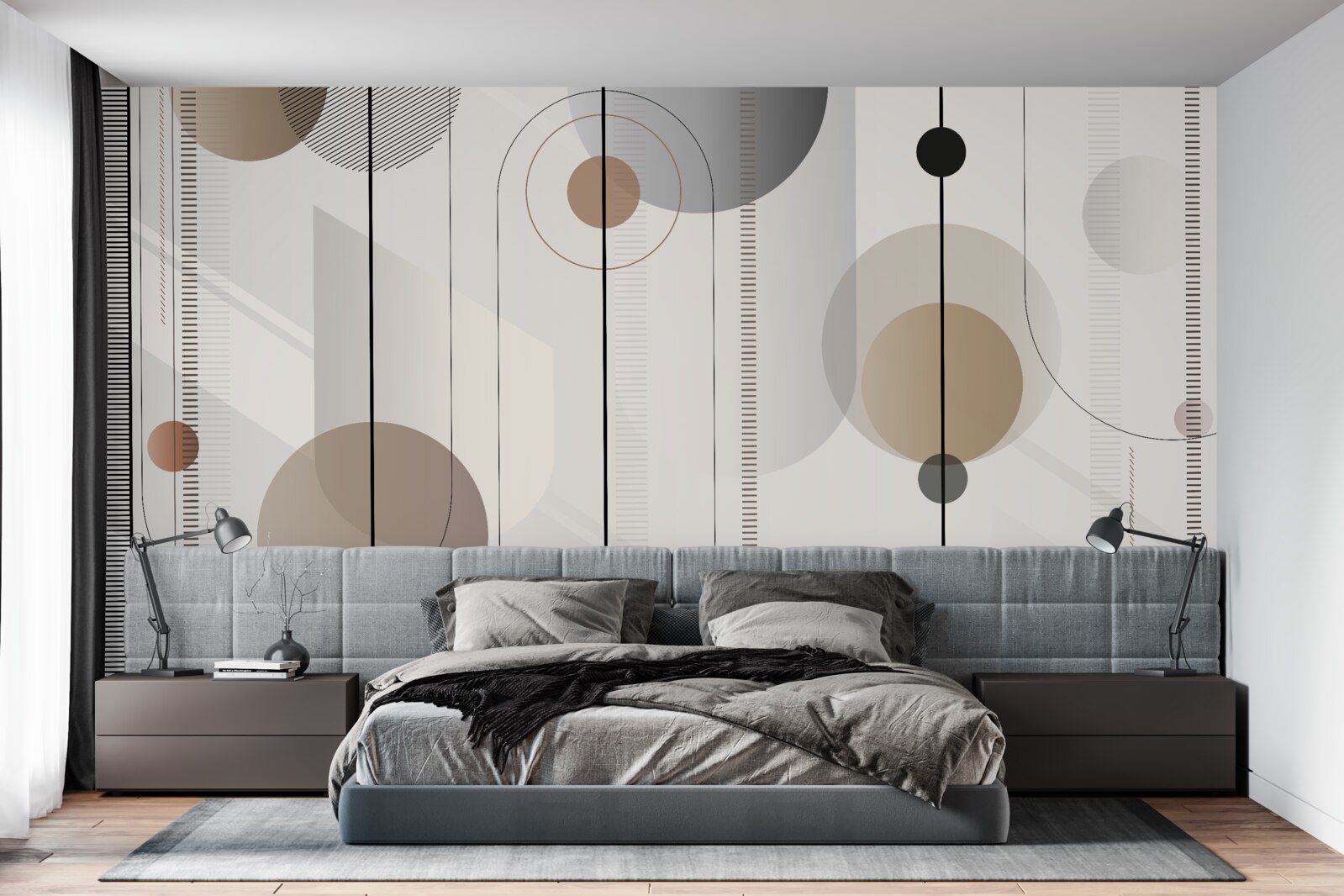 Fototapeta svetlé čiary a abstraktné kruhy