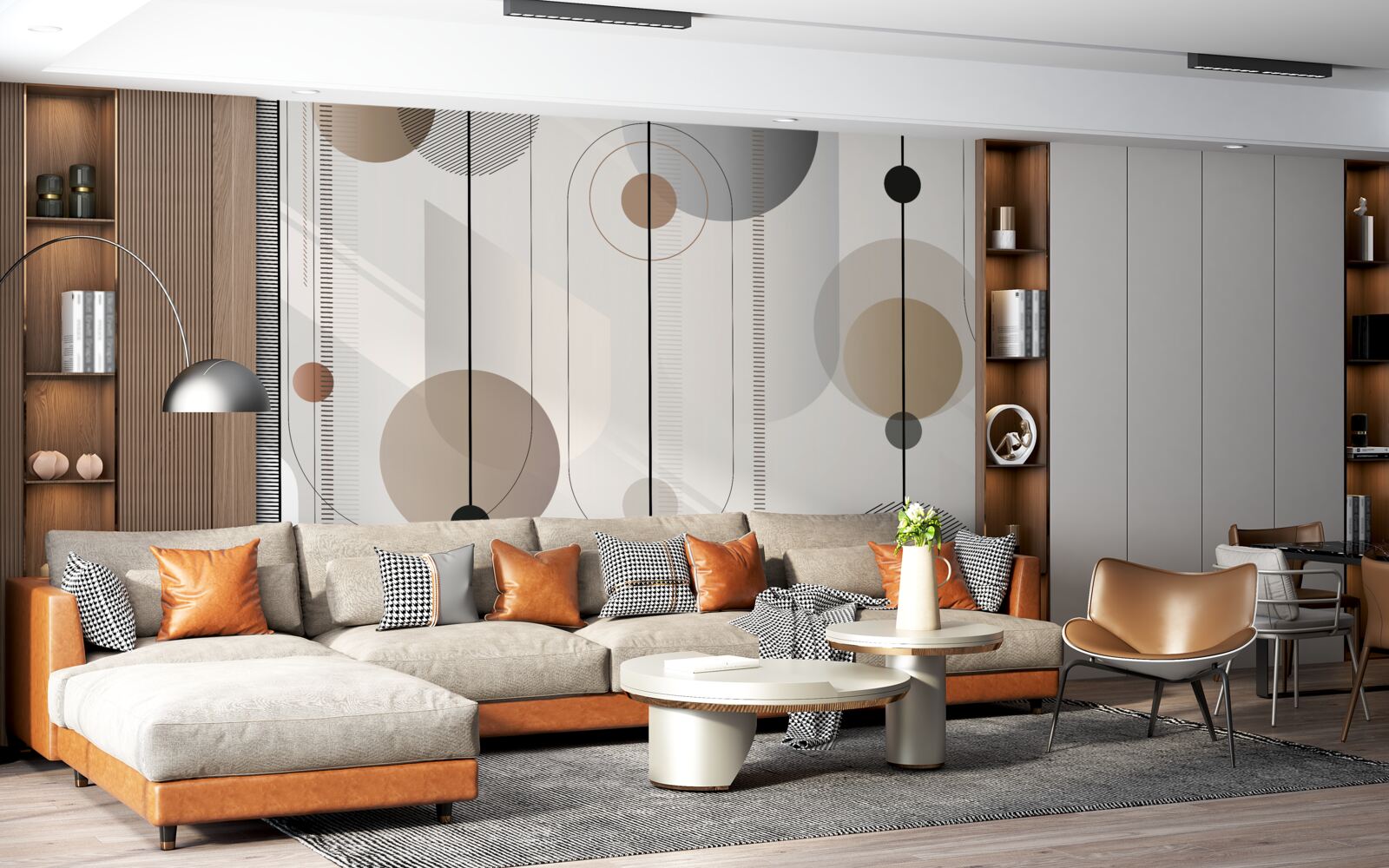 Fototapeta svetlé čiary a abstraktné kruhy