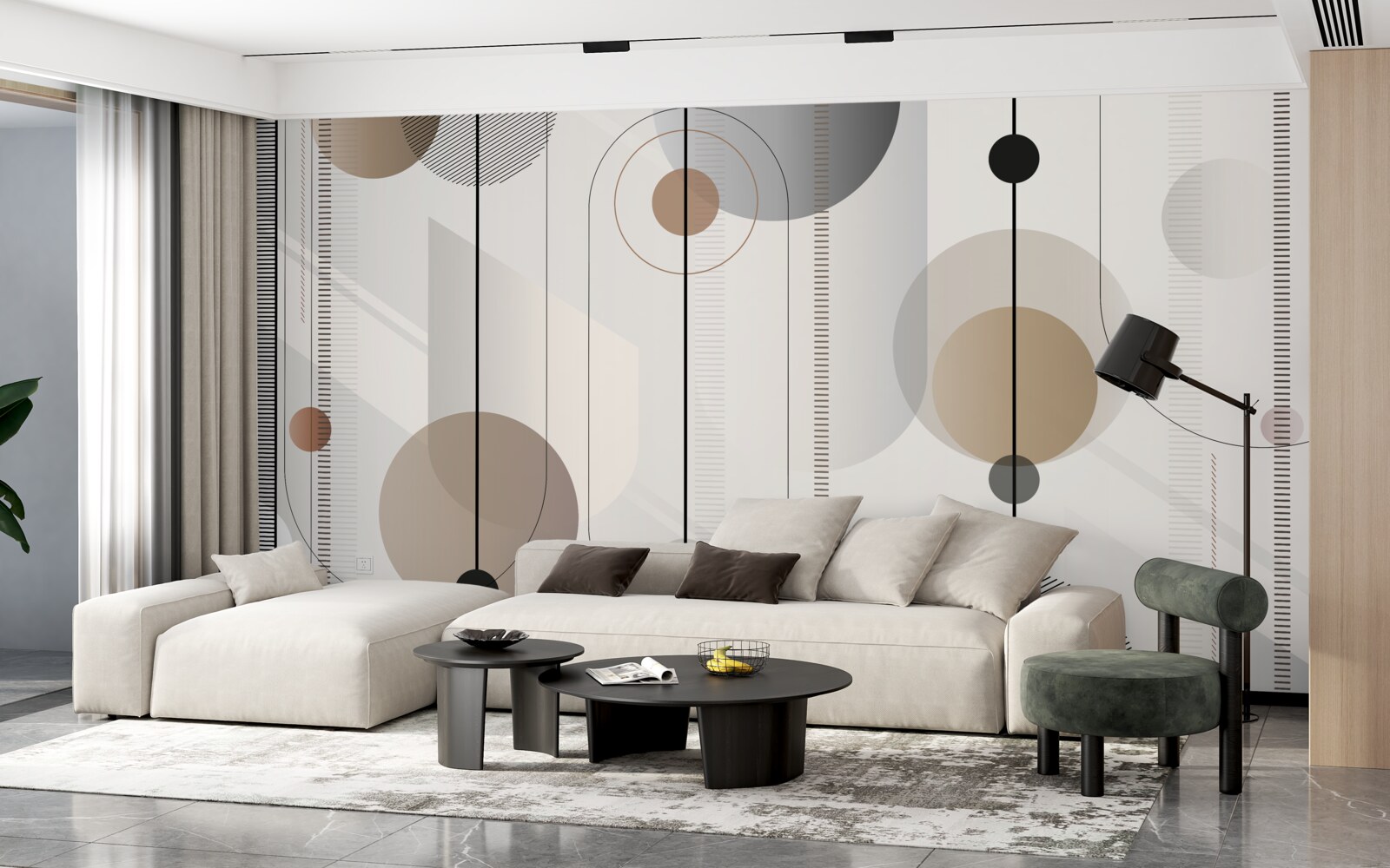 Fototapeta svetlé čiary a abstraktné kruhy