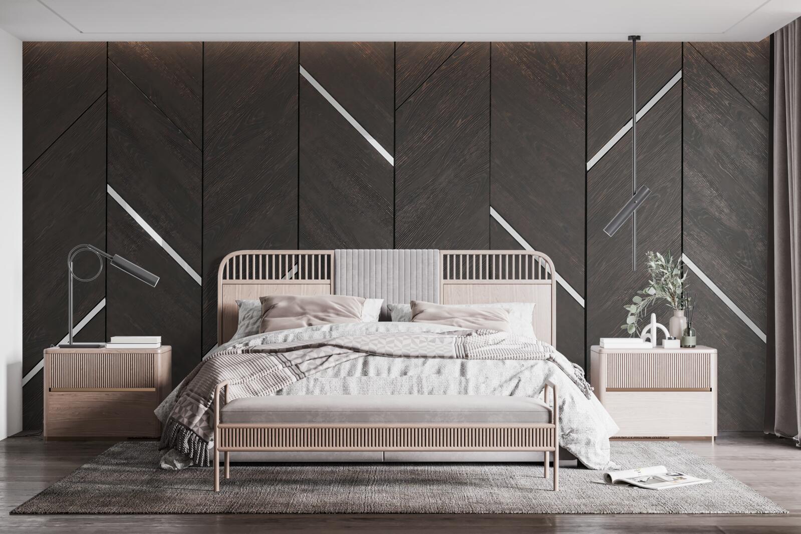 Fototapeta parketová podlaha je čierna s bielymi pruhmi