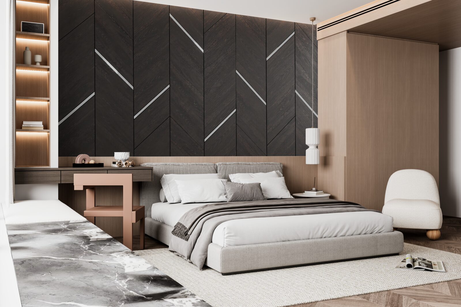 Fototapeta parketová podlaha je čierna s bielymi pruhmi