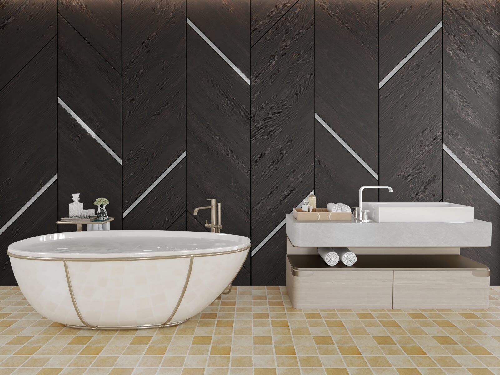 Fototapeta parketová podlaha je čierna s bielymi pruhmi