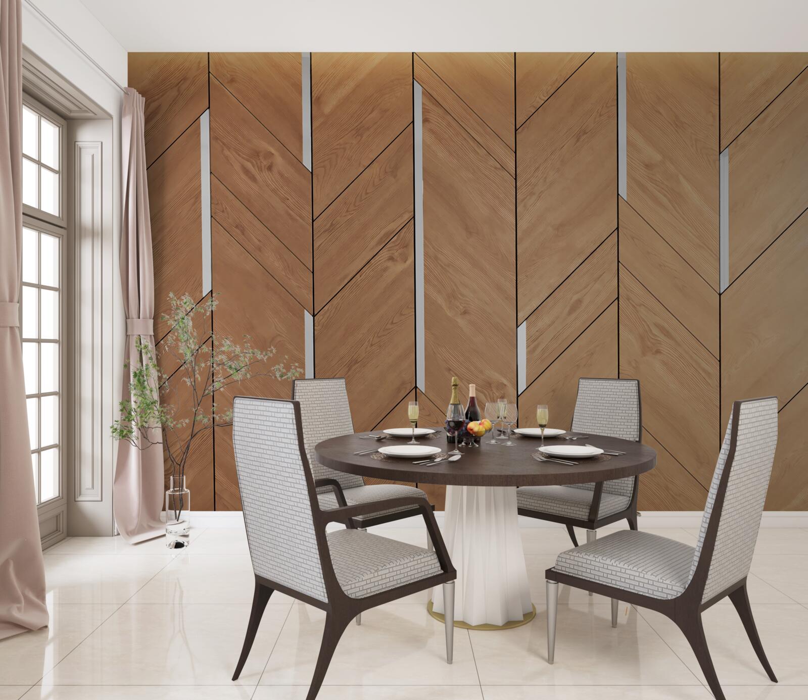 Fototapeta hnedá parketová podlaha so zabudovaným osvetlením