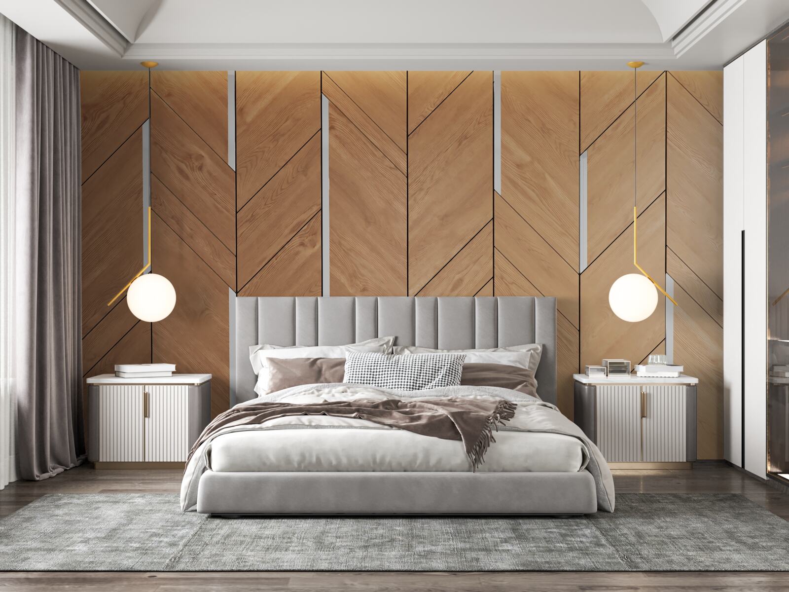 Fototapeta hnedá parketová podlaha so zabudovaným osvetlením